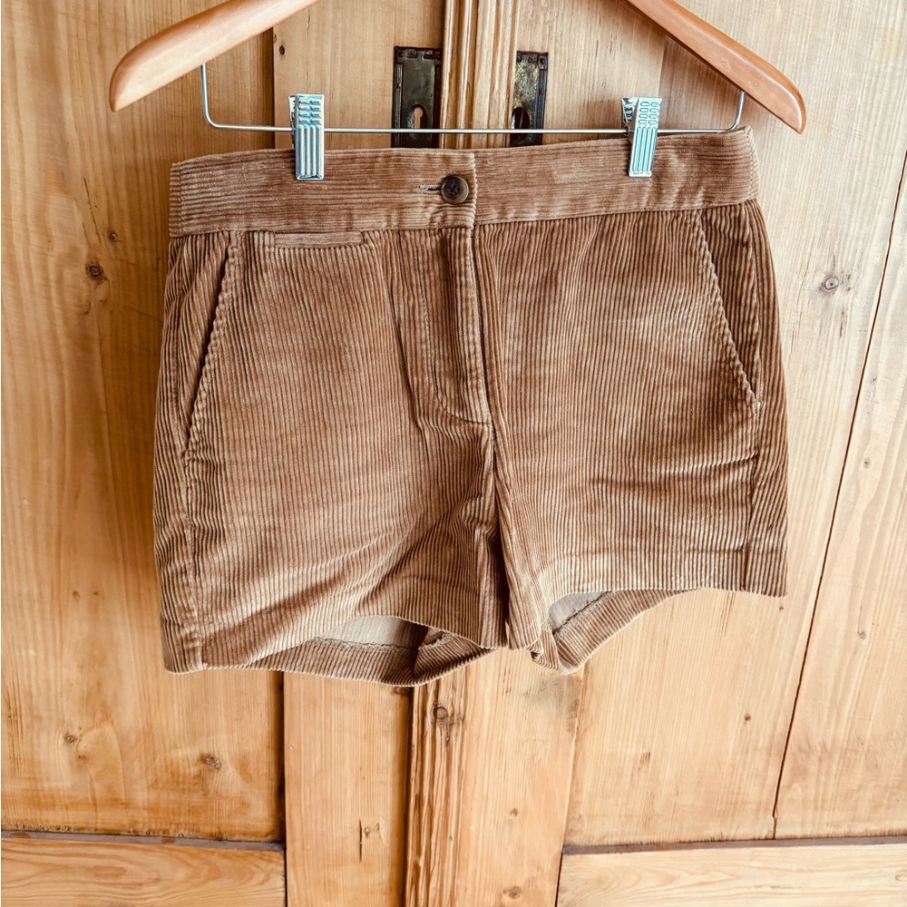 J. Crew High Waist Corduroy Shorts in Tan